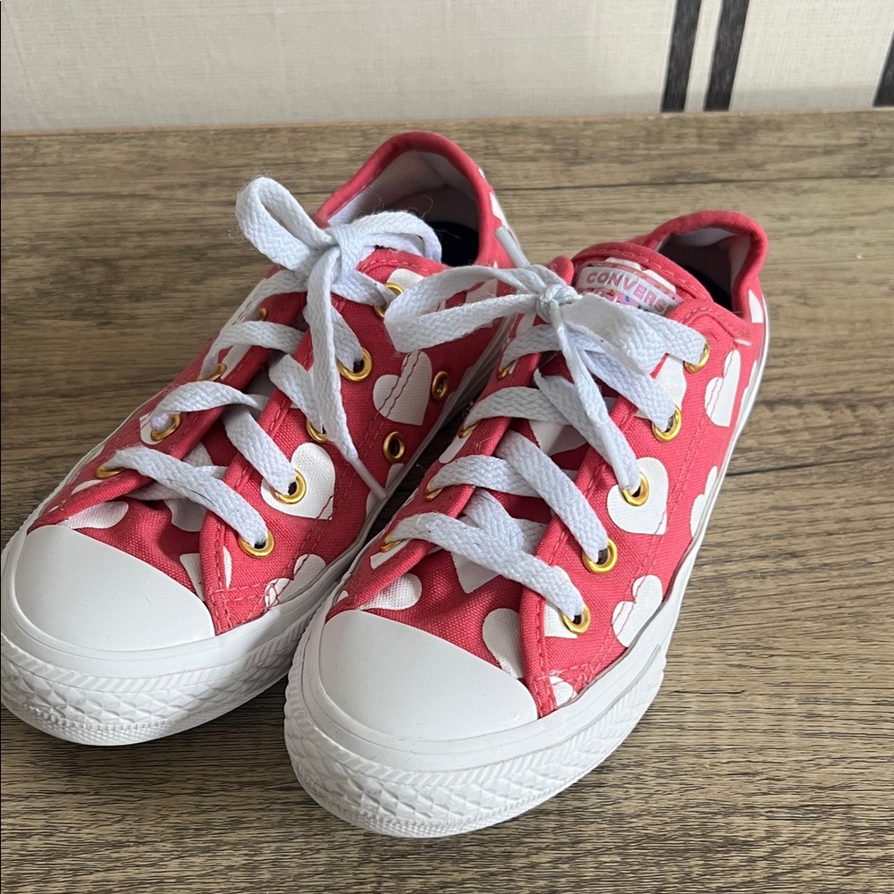 Converse Kids' Pink and White Heart Sneakers
